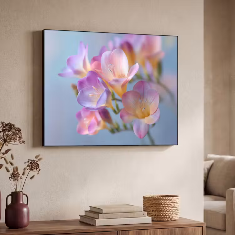 Bloemen - Paars - Overloop - Meeldraden Textielframe zwart klein -sfeer3
