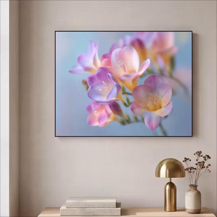 Bloemen - Paars - Overloop - Meeldraden Textielframe - compleet frame klein -sfeer2