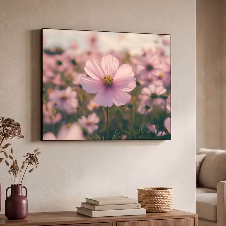 Bloemen - Paars - Wazig Textielframe - compleet frame klein -sfeer3