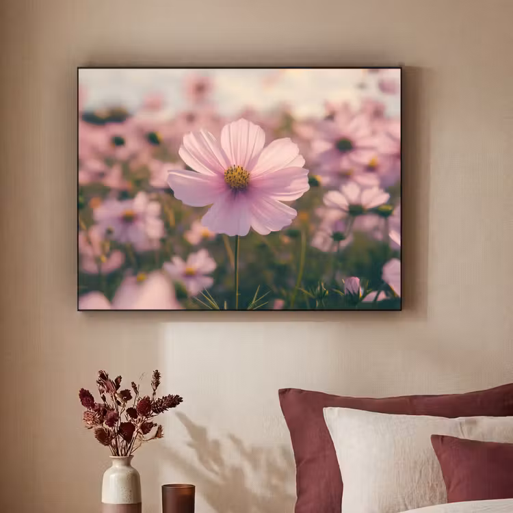 Bloemen - Paars - Wazig Textielframe - compleet frame klein -sfeer1