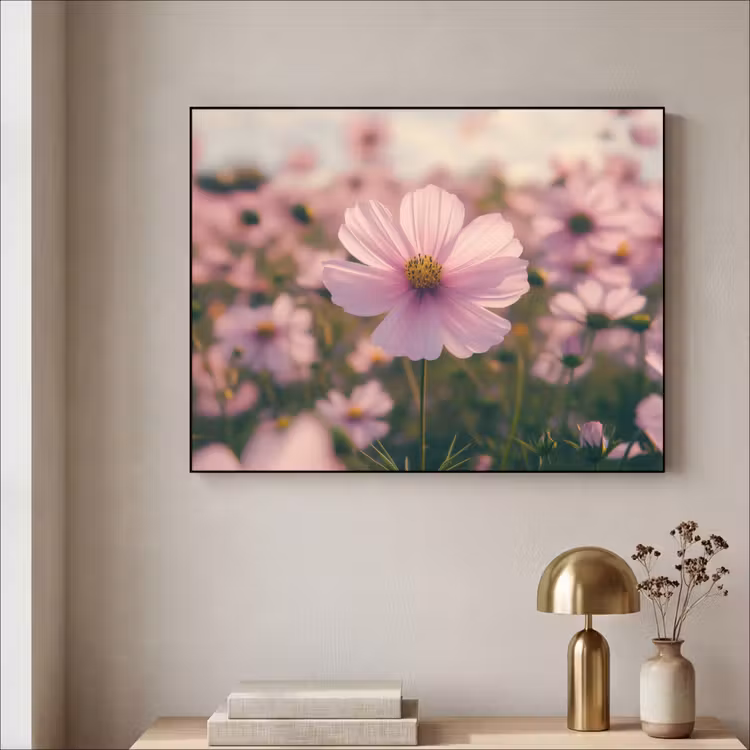 Bloemen - Paars - Wazig Textielframe zwart klein -sfeer2