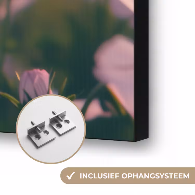 Bloemen - Paars - Wazig Textielframe zwart klein -USP_ophangsysteemNL