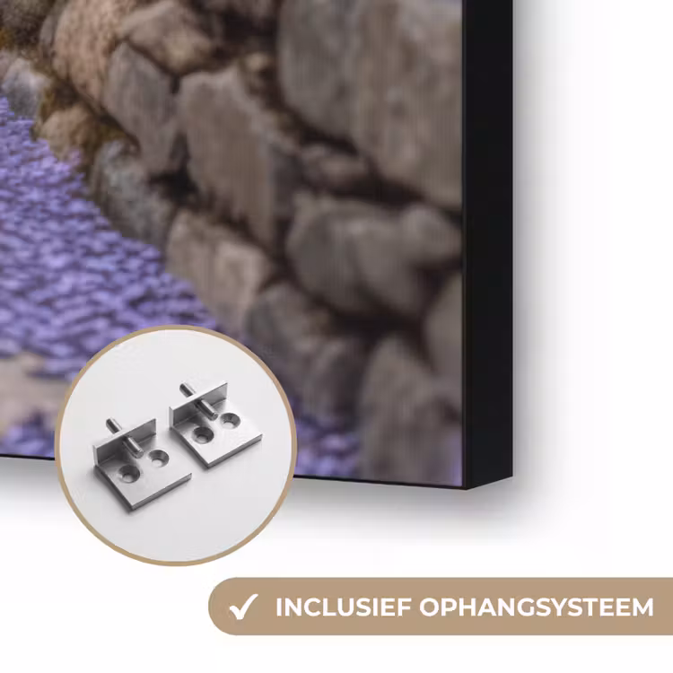 Bloemen - Pad - lavendel - Tuin Textielframe zwart klein -USP_ophangsysteemNL