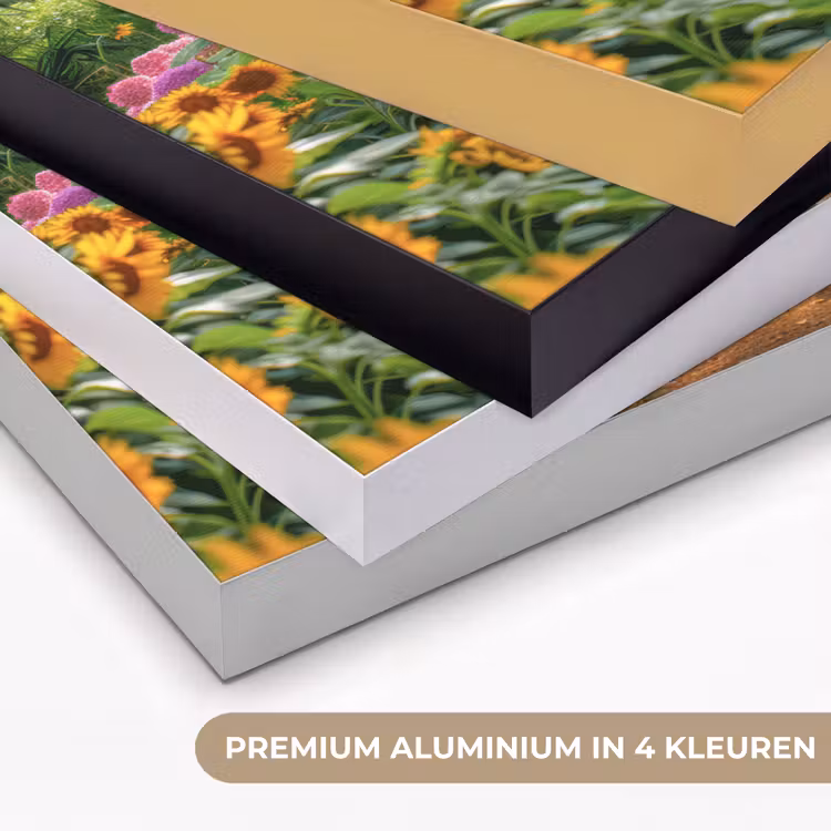 Bloemen - Pad - Zonnebloemen - Tuin - Hortensia Textielframe zwart klein -USP_kleurenNL