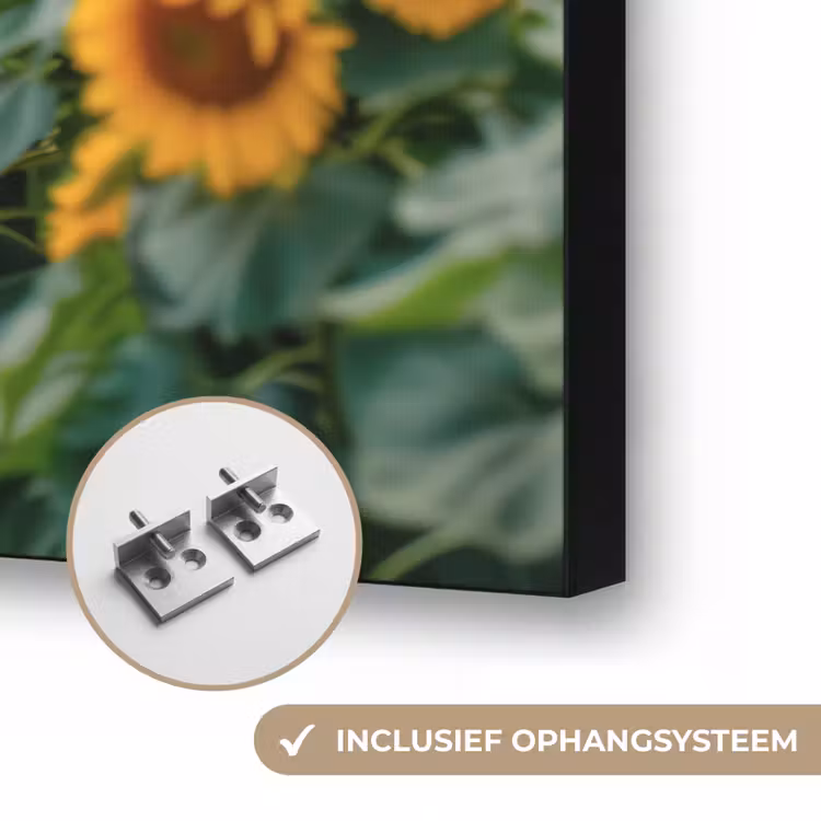 Bloemen - Pad - Zonnebloemen - Tuin - Hortensia Textielframe zwart klein -USP_ophangsysteemNL