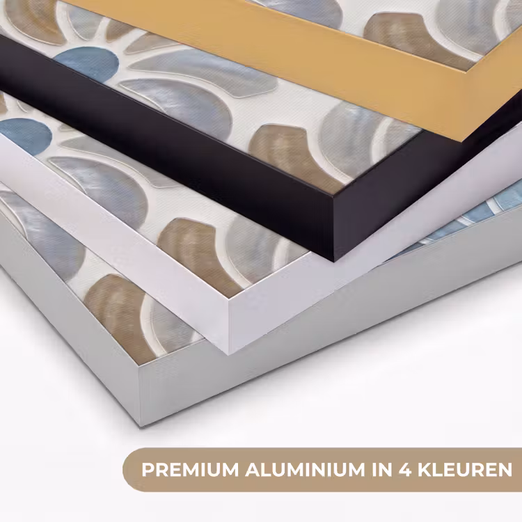 Bloemen - Parelmoer - Abstract - Patroon - Blauw Textielframe zwart klein -USP_kleurenNL
