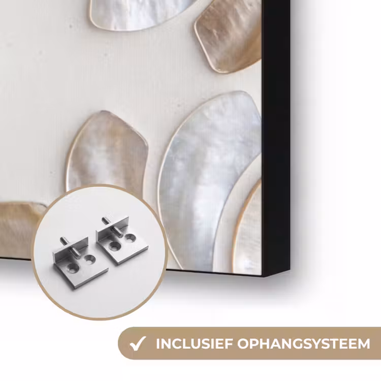 Bloemen - Parelmoer - Abstract - Patroon - Blauw Textielframe zwart klein -USP_ophangsysteemNL
