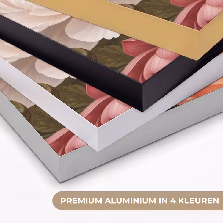 Bloemen - Parels - Elegant - Roze - Wit Textielframe zwart klein -USP_kleurenNL