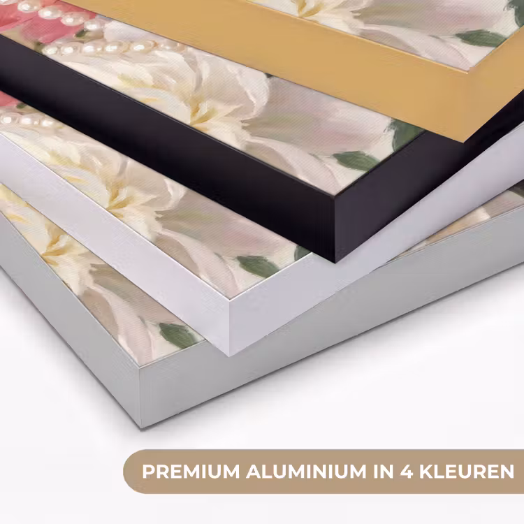 Bloemen - Parels - Romantiek - Klassiek - Roze Textielframe zwart klein -USP_kleurenNL