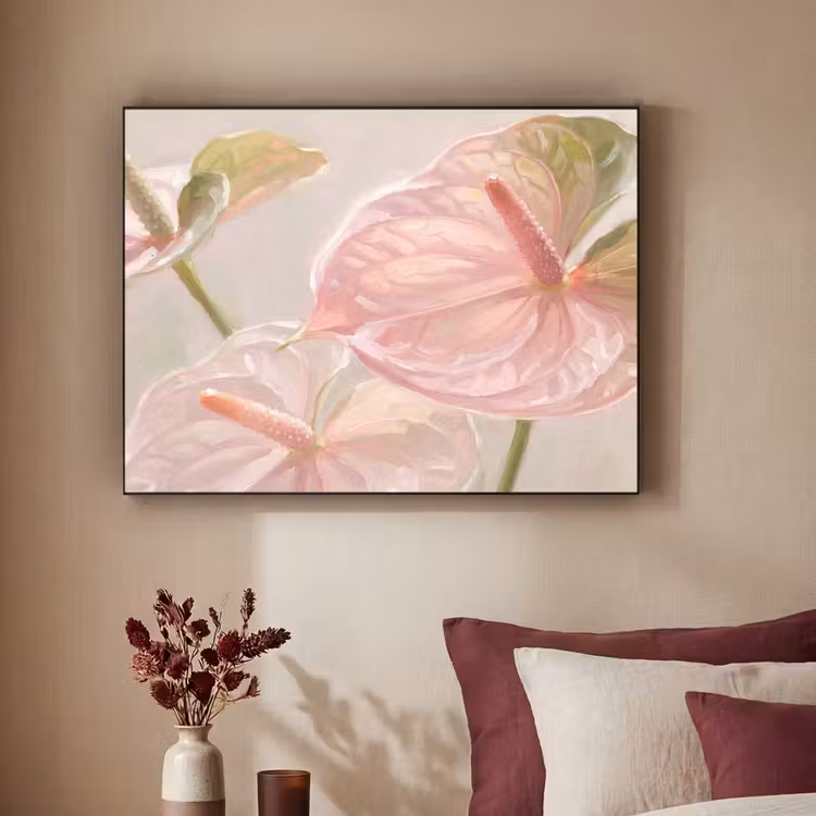 Bloemen - Pastel - Abstract - Natuur - Groen Textielframe zwart klein -sfeer1