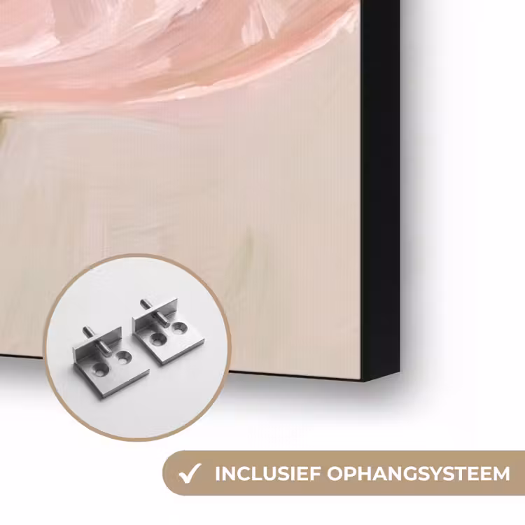 Bloemen - Pastel - Abstract - Natuur - Groen Textielframe zwart klein -USP_ophangsysteemNL