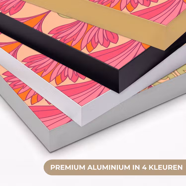 Bloemen - Patroon - Abstract - Roze - Decoratief Textielframe zwart klein -USP_kleurenNL