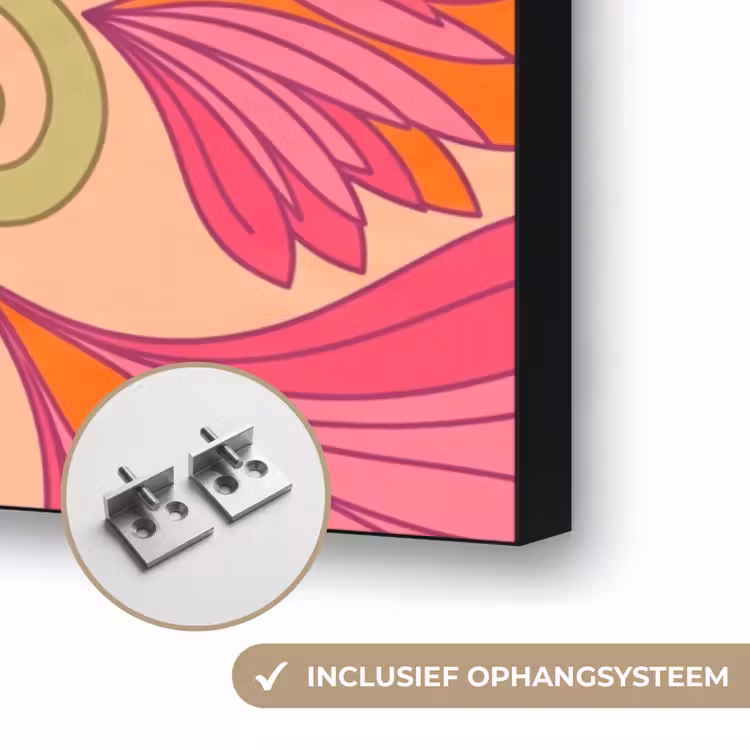 Bloemen - Patroon - Abstract - Roze - Decoratief Textielframe zwart klein -USP_ophangsysteemNL