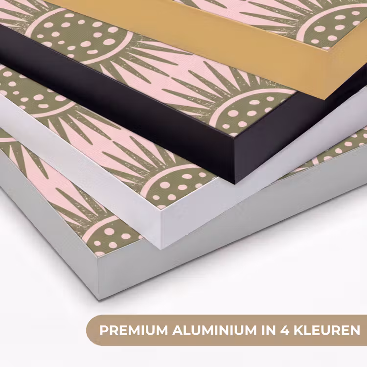 Bloemen - Patroon - Abstract - Roze - Groen Textielframe zwart klein -USP_kleurenNL