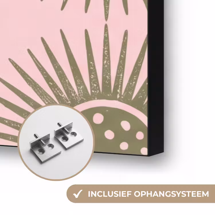 Bloemen - Patroon - Abstract - Roze - Groen Textielframe zwart klein -USP_ophangsysteemNL