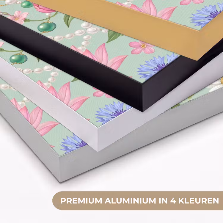 Bloemen - Patroon - Botanisch - Groen Textielframe zwart klein -USP_kleurenNL