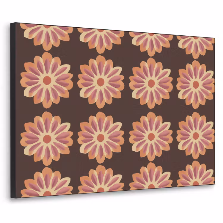 Bloemen - Patroon - Bruin Textielframe zwart klein 947 -3d