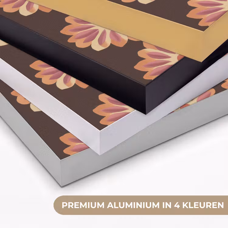 Bloemen - Patroon - Bruin Textielframe zwart klein 947 -USP_kleurenNL