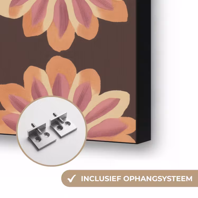 Bloemen - Patroon - Bruin Textielframe zwart klein 947 -USP_ophangsysteemNL