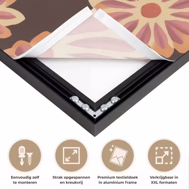Bloemen - Patroon - Bruin Textielframe zwart klein 947 -USP_feed_closeupNL