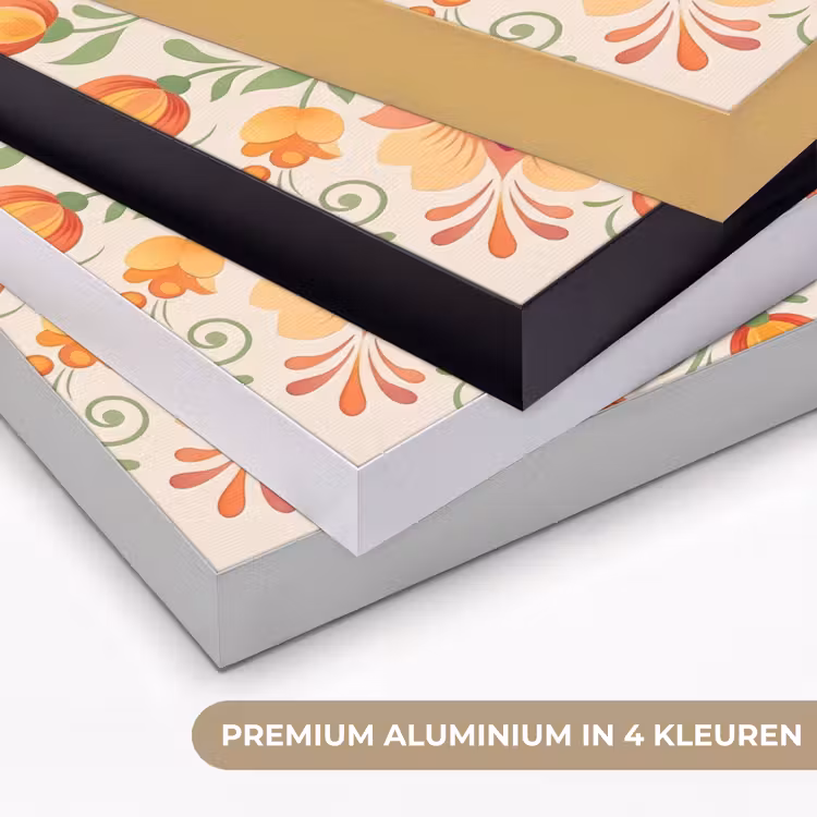 Bloemen - Patroon - Decoratief - Oranje Textielframe zwart klein -USP_kleurenNL