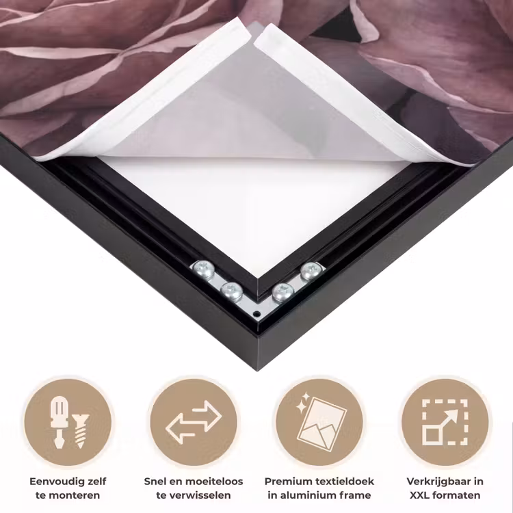 Bloemen - Patroon - Donker - Botanisch - Paars Textielframe zwart klein -USP_closeupNL
