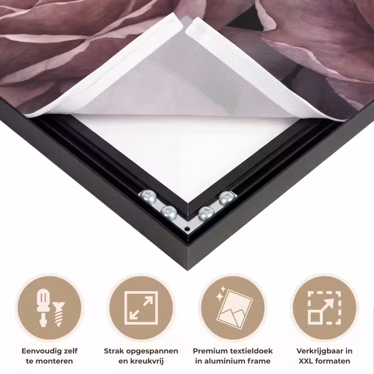 Bloemen - Patroon - Donker - Botanisch - Paars Textielframe zwart klein -USP_feed_closeupNL