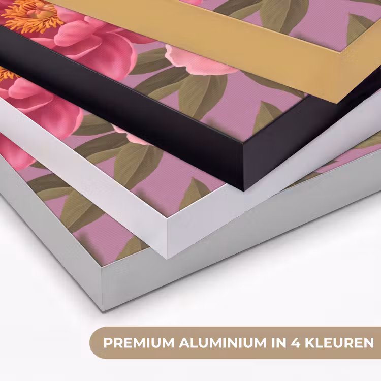 Bloemen - Patroon - Illustratie - Roze Textielframe zwart klein -USP_kleurenNL