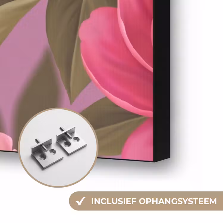 Bloemen - Patroon - Illustratie - Roze Textielframe zwart klein -USP_ophangsysteemNL