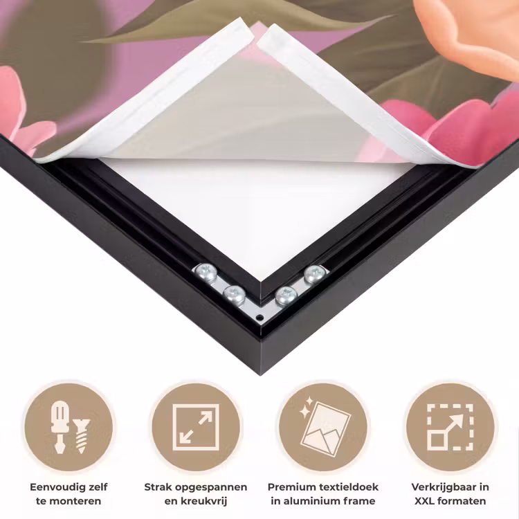 Bloemen - Patroon - Illustratie - Roze Textielframe zwart klein -USP_feed_closeupNL