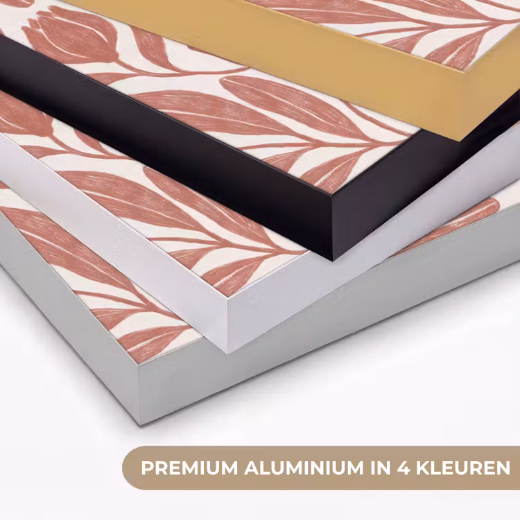 Bloemen - Patroon - Modern - Natuur - Bruin Textielframe zwart klein -USP_kleurenNL