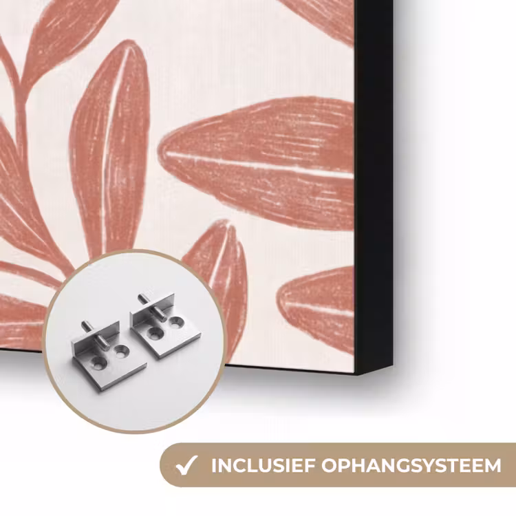 Bloemen - Patroon - Modern - Natuur - Bruin Textielframe zwart klein -USP_ophangsysteemNL
