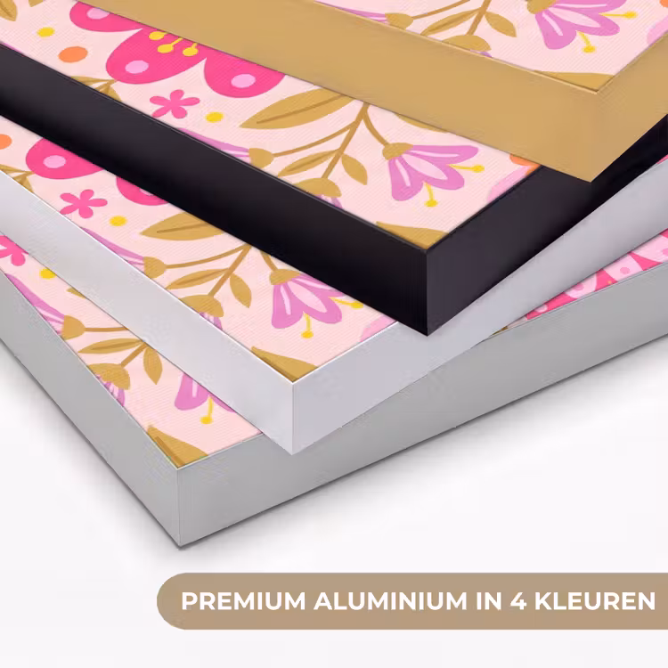 Bloemen - Patroon - Natuur - Abstract - Roze Textielframe zwart klein -USP_kleurenNL