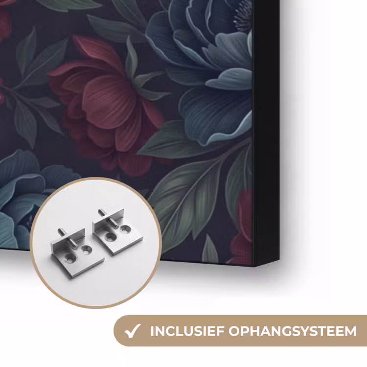 Bloemen - Patroon - Natuur - Klassiek - Donker Textielframe zwart klein -USP_ophangsysteemNL