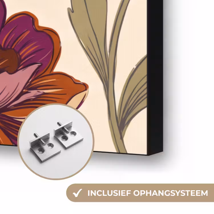 Bloemen - Patroon - Natuur - Modern - Paars Textielframe zwart klein -USP_ophangsysteemNL