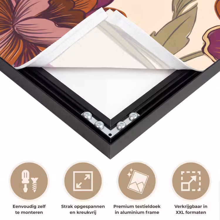 Bloemen - Patroon - Natuur - Modern - Paars Textielframe zwart klein -USP_feed_closeupNL