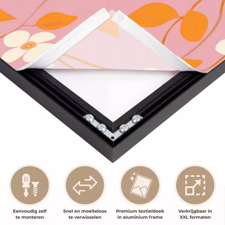 Bloemen - Patroon - Oranje Textielframe zwart klein 947 -USP_closeupNL