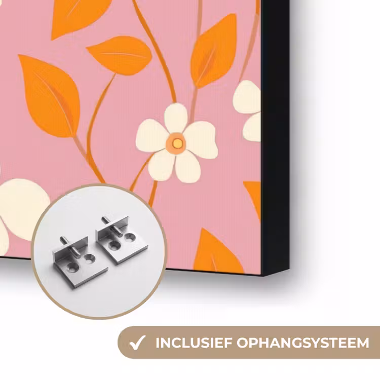 Bloemen - Patroon - Oranje Textielframe zwart klein 947 -USP_ophangsysteemNL