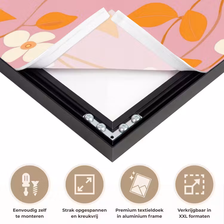 Bloemen - Patroon - Oranje Textielframe zwart klein 947 -USP_feed_closeupNL