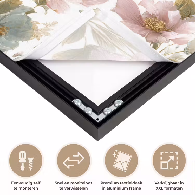 Bloemen - Patroon - Pastel Textielframe zwart klein 947 -USP_closeupNL