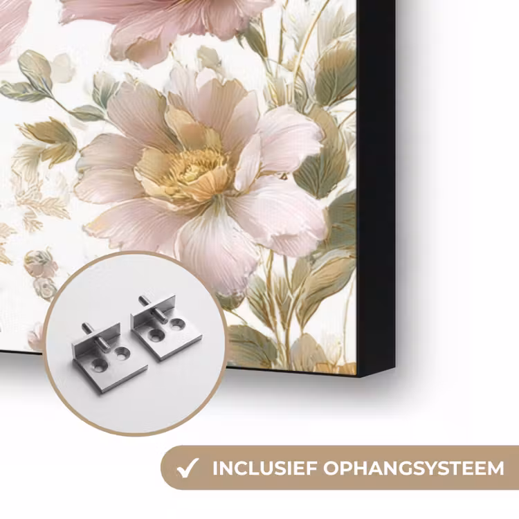 Bloemen - Patroon - Pastel Textielframe zwart klein 947 -USP_ophangsysteemNL