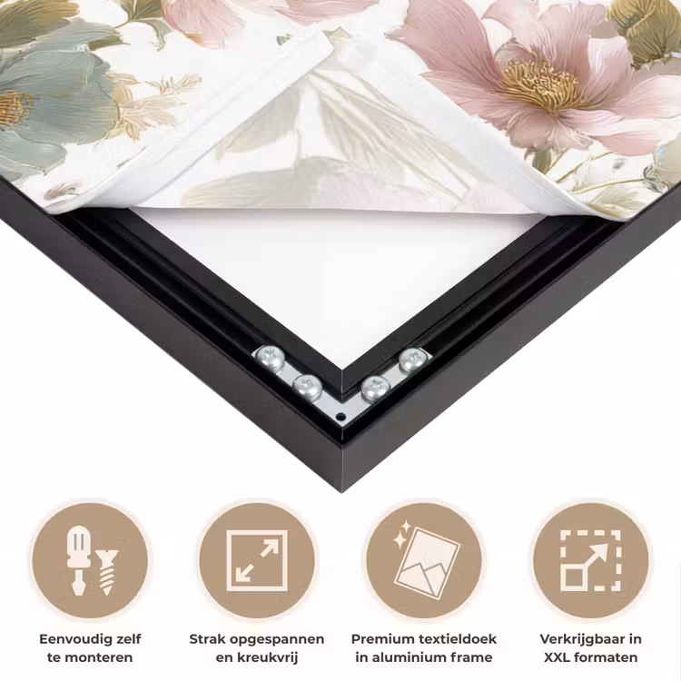 Bloemen - Patroon - Pastel Textielframe zwart klein 947 -USP_feed_closeupNL