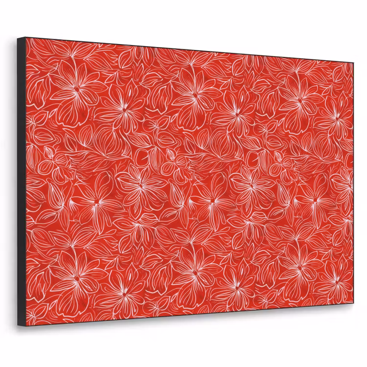 Bloemen - Patroon - Rood Textielframe zwart klein 947 -3d