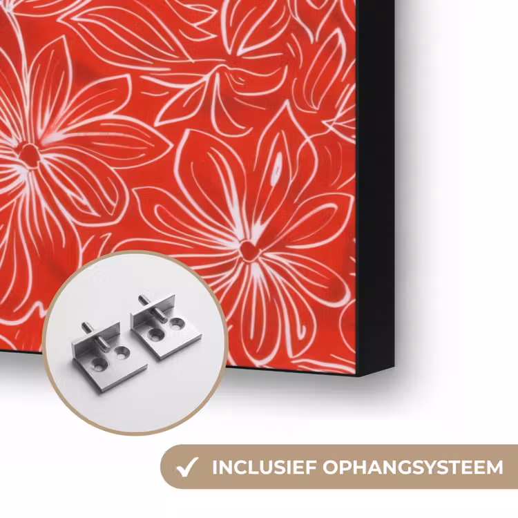 Bloemen - Patroon - Rood Textielframe zwart klein 947 -USP_ophangsysteemNL