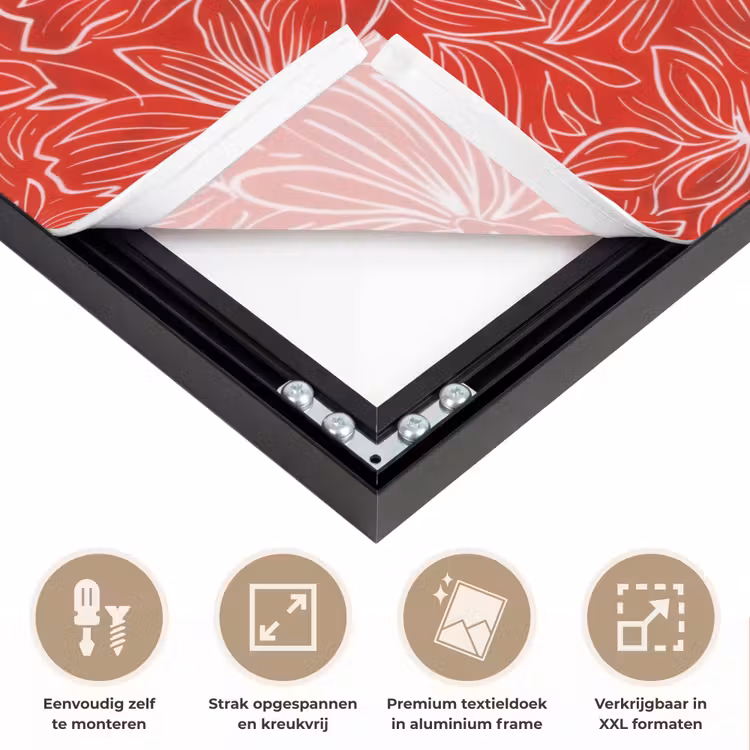Bloemen - Patroon - Rood Textielframe zwart klein 947 -USP_feed_closeupNL