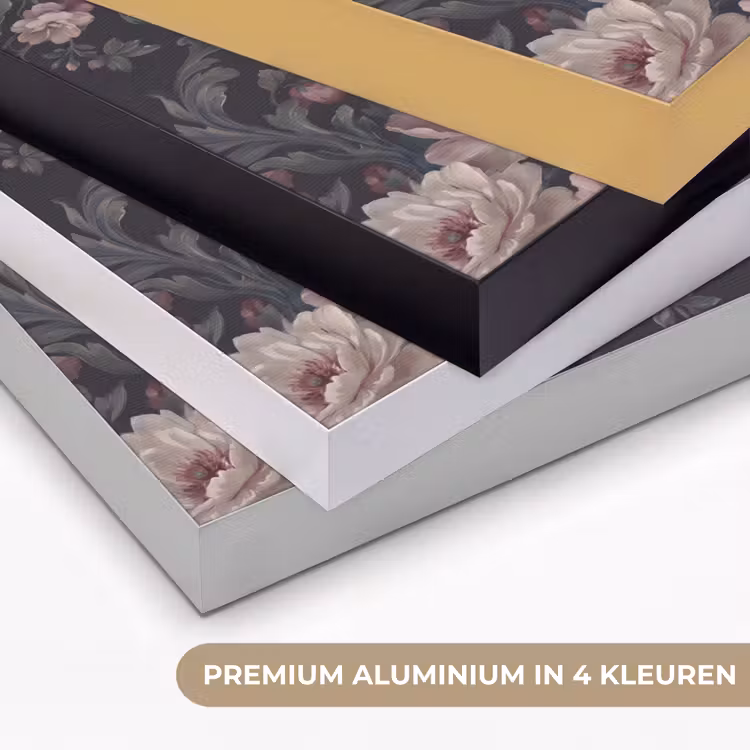 Bloemen - Patroon - Sierlijk - Roze - Donker Textielframe zwart klein -USP_kleurenNL