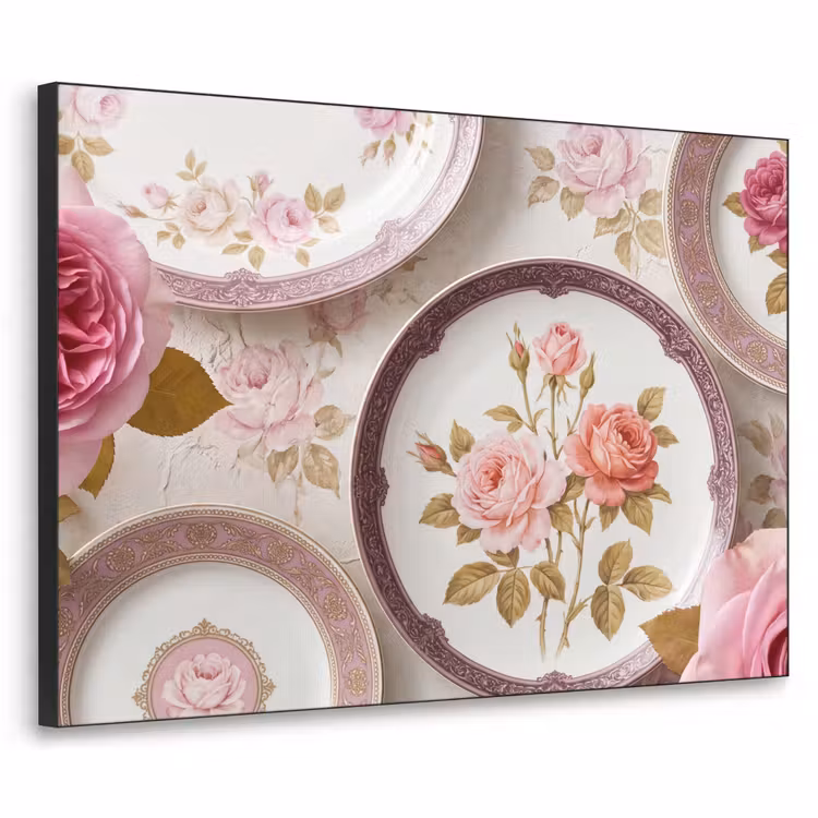 Bloemen - Patroon - Vintage - Roze - Decoratie Textielframe zwart klein -3d