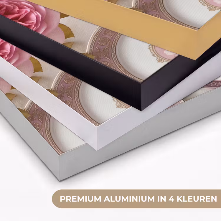 Bloemen - Patroon - Vintage - Roze - Decoratie Textielframe zwart klein -USP_kleurenNL