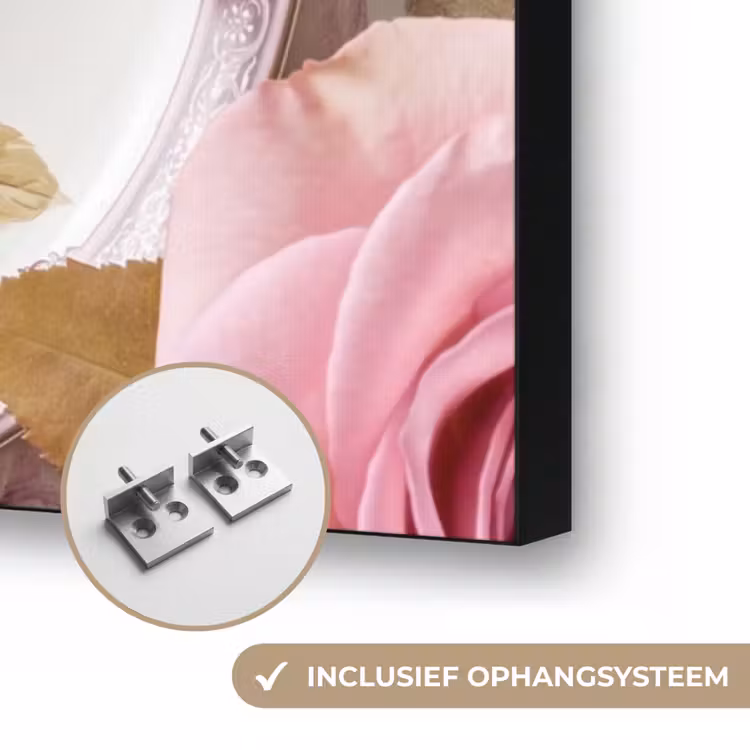 Bloemen - Patroon - Vintage - Roze - Decoratie Textielframe zwart klein -USP_ophangsysteemNL