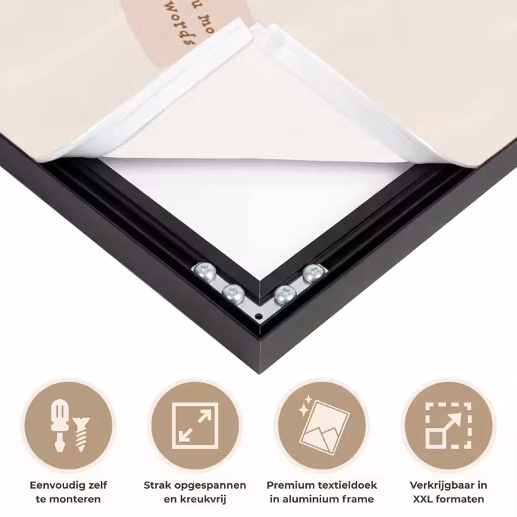 Bloemen - Quote - Beige - Lint Textielframe zwart klein -USP_feed_closeupNL